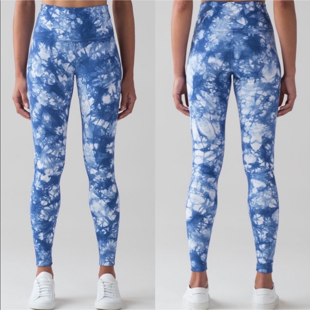 lululemon athletica Blue & White Tie-Dye High-Rise Leggings